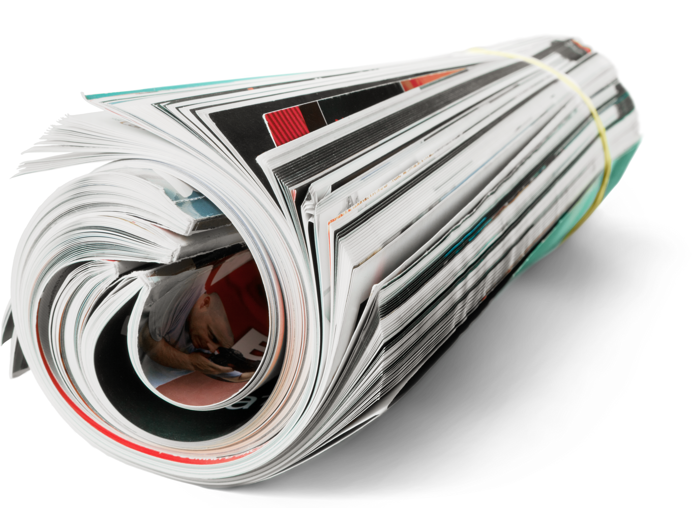 Rolled Magazines with Rubber Band